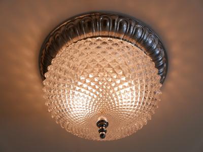  S lken Leuchten Mid Century Modern Textured Glass Ceiling Lamp by S lken Leuchten Germany 1970s