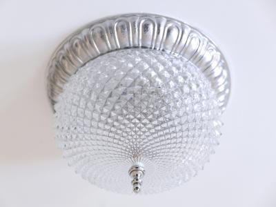  S lken Leuchten Mid Century Modern Textured Glass Ceiling Lamp by S lken Leuchten Germany 1970s