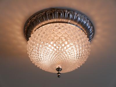  S lken Leuchten Mid Century Modern Textured Glass Ceiling Lamp by S lken Leuchten Germany 1970s