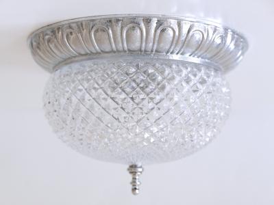  S lken Leuchten Mid Century Modern Textured Glass Ceiling Lamp by S lken Leuchten Germany 1970s