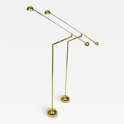 S lken Leuchten Pair of Minimal Brass Counter Balance Floor Lamps 1970s