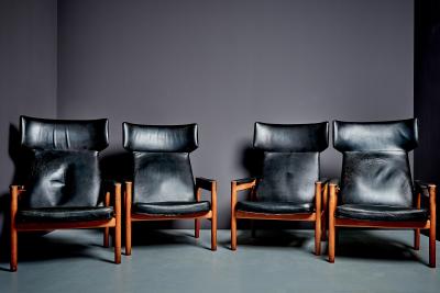  S ren Hansen Soren Hansen Set of Four Wingback Armchairs Model 4365 by S ren Hansen for Fritz Hansen