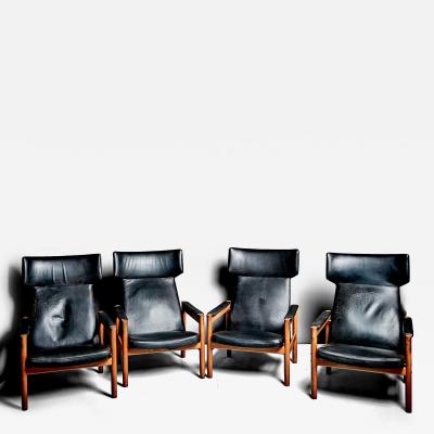  S ren Hansen Soren Hansen Set of Four Wingback Armchairs Model 4365 by S ren Hansen for Fritz Hansen