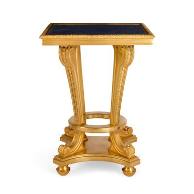  S vres Porcelain Manufactory Set of three large S vres style porcelain vases with gilt bronze pedestals