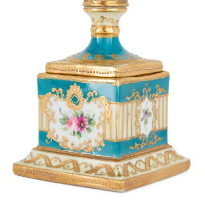  S vres Porcelain Manufacture Nationale de S vres A S vres Style Turquoise Ground and Gilt Porcelain Vase and Cover