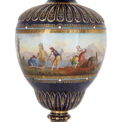  S vres Porcelain Manufacture Nationale de S vres Antique S vres style porcelain and gilt bronze vase with marine subject