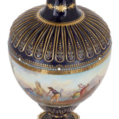  S vres Porcelain Manufacture Nationale de S vres Antique S vres style porcelain and gilt bronze vase with marine subject