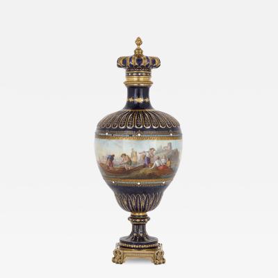  S vres Porcelain Manufacture Nationale de S vres Antique S vres style porcelain and gilt bronze vase with marine subject