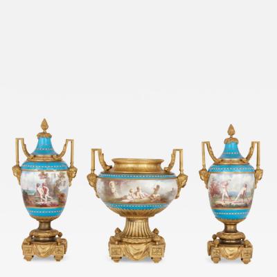  S vres Porcelain Manufacture Nationale de S vres Antique gilt bronze mounted S vres porcelain garniture