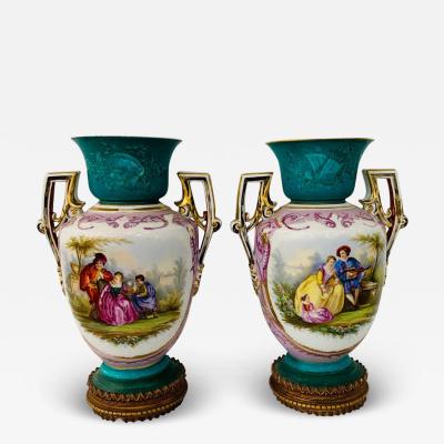 S vres Porcelain Manufacture Nationale de S vres French S vres Style Vase or Urn a Pair
