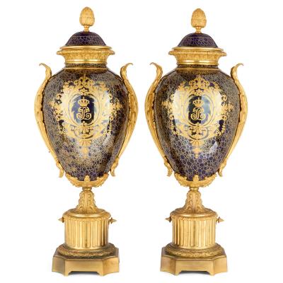  S vres Porcelain Manufacture Nationale de S vres Large French 19th century ormolu mounted S vres style vases