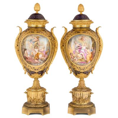  S vres Porcelain Manufacture Nationale de S vres Large French 19th century ormolu mounted S vres style vases