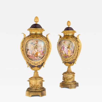  S vres Porcelain Manufacture Nationale de S vres Large French 19th century ormolu mounted S vres style vases