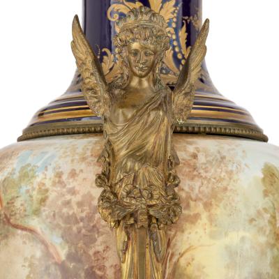  S vres Porcelain Manufacture Nationale de S vres Large and Impressive Pair of Ormolu Mounted S vres Style Porcelain Vases