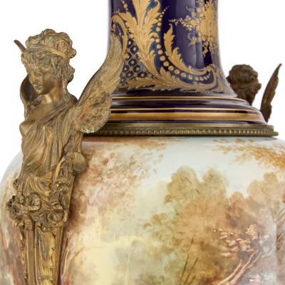  S vres Porcelain Manufacture Nationale de S vres Large and Impressive Pair of Ormolu Mounted S vres Style Porcelain Vases