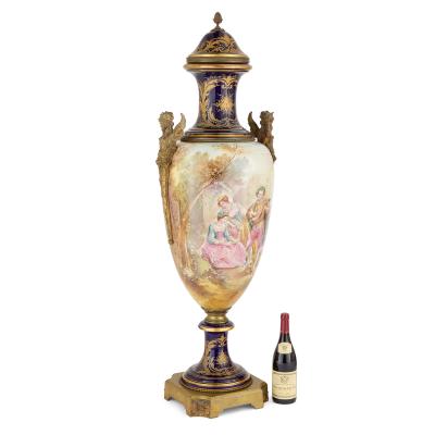  S vres Porcelain Manufacture Nationale de S vres Large and Impressive Pair of Ormolu Mounted S vres Style Porcelain Vases