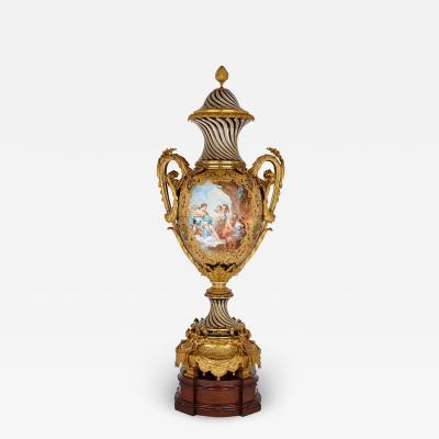  S vres Porcelain Manufacture Nationale de S vres Large antique French S vres style porcelain and gilt bronze vase