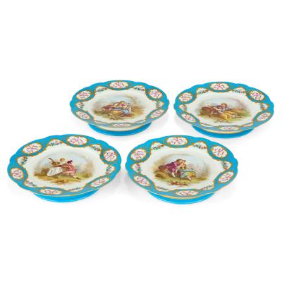  S vres Porcelain Manufacture Nationale de S vres Large antique French S vres style porcelain dessert service with a travel case
