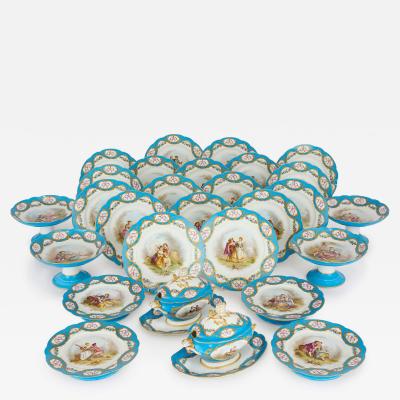  S vres Porcelain Manufacture Nationale de S vres Large antique French S vres style porcelain dessert service with a travel case