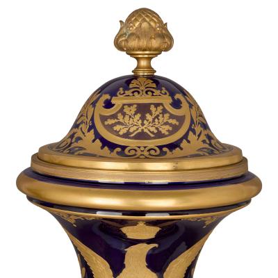  S vres Porcelain Manufacture Nationale de S vres Large pair of S vres style Napoleonic vases with ormolu mounts