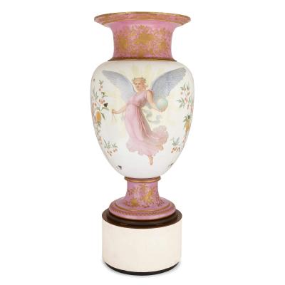  S vres Porcelain Manufacture Nationale de S vres Monumental S vres Pink Ground Vase with Winged Muse by Charles Barriat