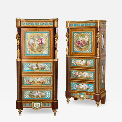  S vres Porcelain Manufacture Nationale de S vres Pair of antique S vres style porcelain and ormolu mounted secretaires