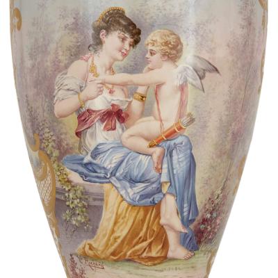  S vres Porcelain Manufacture Nationale de S vres Pair of large S vres style gilt porcelain mounted vases