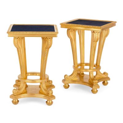  S vres Porcelain Manufacture Nationale de S vres Pair of large gilt bronze mounted S vres style porcelain vases with pedestals