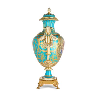  S vres Porcelain Manufacture Nationale de S vres Pair of porcelain and ormolu lidded vases in the S vres style