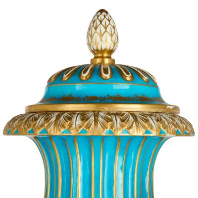  S vres Porcelain Manufacture Nationale de S vres Pair of porcelain and ormolu lidded vases in the S vres style