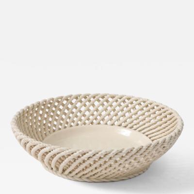  S vres Porcelain Manufacture Nationale de S vres Porcelain Faux Basket Weave Bowl France c 1960