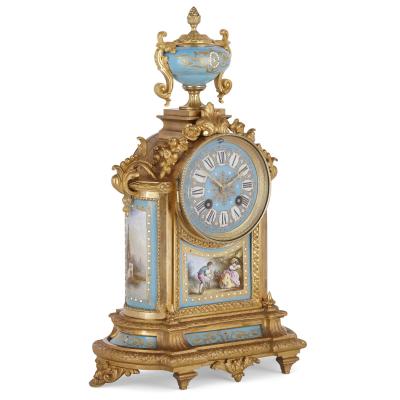  S vres Porcelain Manufacture Nationale de S vres Rococo style gilt bronze mounted porcelain clock garniture