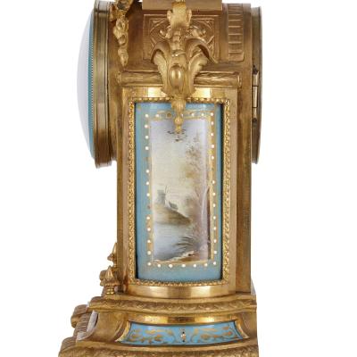  S vres Porcelain Manufacture Nationale de S vres Rococo style gilt bronze mounted porcelain clock garniture