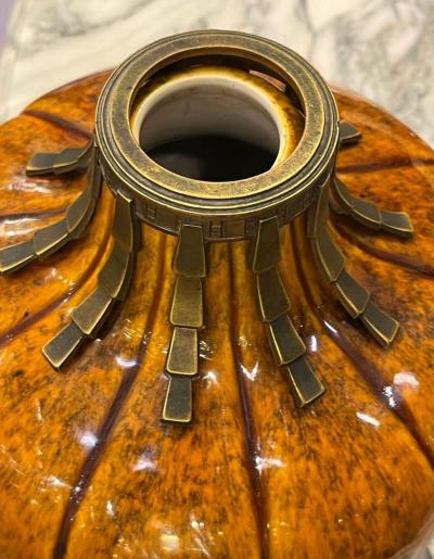  S vres Porcelain Manufacture Nationale de S vres S vres Ceramic Vase with Patinated Metal Mounts by Paul Milet France 1920s