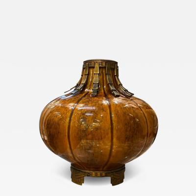  S vres Porcelain Manufacture Nationale de S vres S vres Ceramic Vase with Patinated Metal Mounts by Paul Milet France 1920s