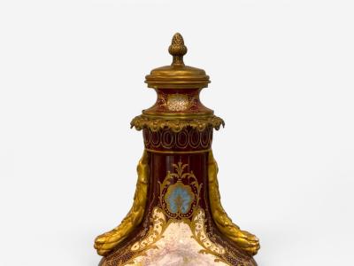  S vres Porcelain Manufacture Nationale de S vres Sevres Porcelain Gilt Metal Vase with Cherub and Maiden France 19th C 