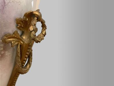  S vres Porcelain Manufacture Nationale de S vres Sevres Style Porcelain Bronze Urn with Allegory Scene of Nude Woman 1930s