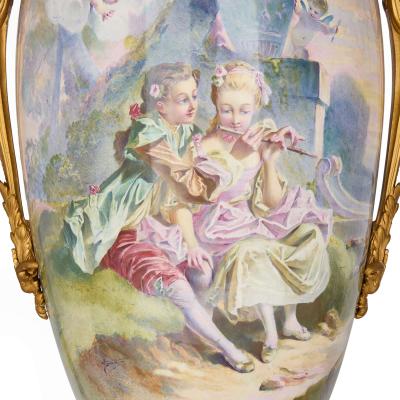  S vres Porcelain Manufacture Nationale de S vres Very large pair of antique S vres style porcelain and ormolu vases