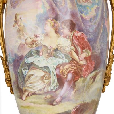  S vres Porcelain Manufacture Nationale de S vres Very large pair of antique S vres style porcelain and ormolu vases