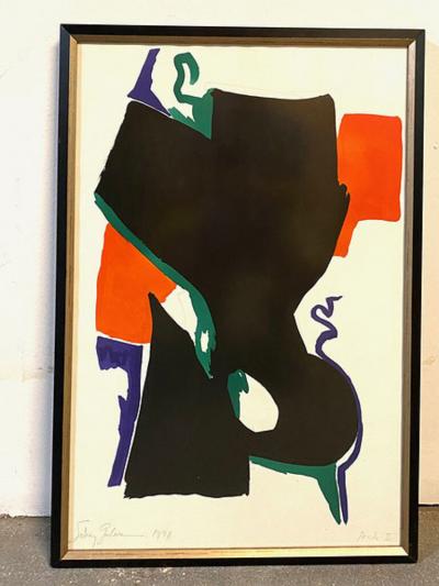 SIDNEY GUBERMAN PAIR OF ABSTRACT GOAUCHE BY SIDNEY GUBERMAN