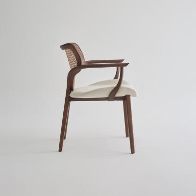  SIMONINI Lotus Chair Solid Wood Chair with Arms Walnut and Hexagonal Cane by Simonini