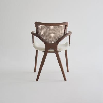  SIMONINI Lotus Chair Solid Wood Chair with Arms Walnut and Hexagonal Cane by Simonini