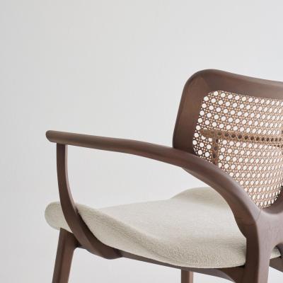  SIMONINI Lotus Chair Solid Wood Chair with Arms Walnut and Hexagonal Cane by Simonini