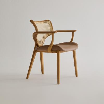  SIMONINI Lotus Chair Solid Wood Chair with Arms Walnut and Hexagonal Cane by Simonini