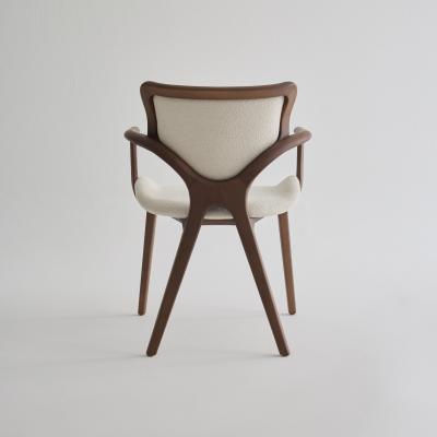  SIMONINI Lotus dinning chair with Arms Walnut with Upholstered Back by Daniel Simonini
