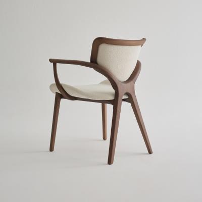  SIMONINI Lotus dinning chair with Arms Walnut with Upholstered Back by Daniel Simonini