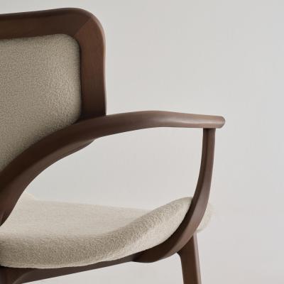  SIMONINI Lotus dinning chair with Arms Walnut with Upholstered Back by Daniel Simonini