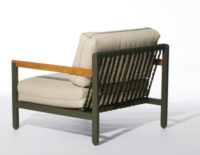  SIMONINI Lounge Style Minimalist Armchair Indoor or Outdoor Hardwood Metal and Rope