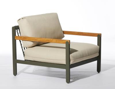  SIMONINI Lounge Style Minimalist Armchair Indoor or Outdoor Hardwood Metal and Rope
