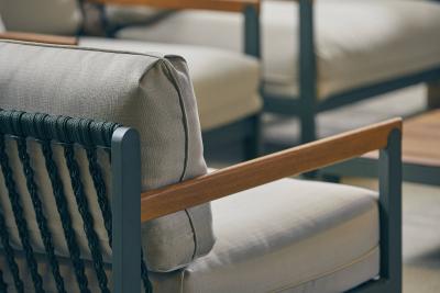  SIMONINI Lounge Style Minimalist Armchair Indoor or Outdoor Hardwood Metal and Rope